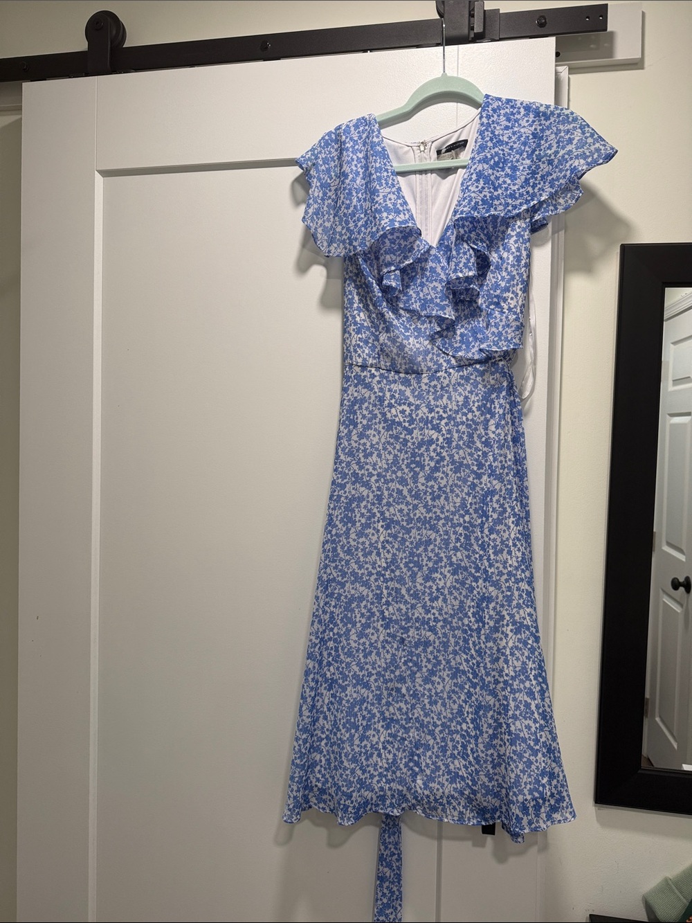Tommy Hilfiger Blue White Floral Ruffle Midi Dress